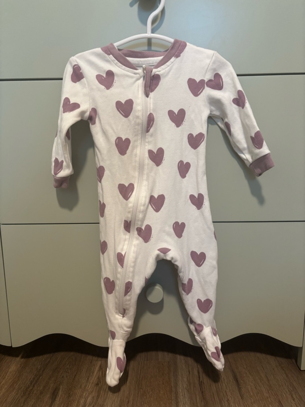 Zippy Jamz Organic Heart Print Footed Pajama 3-6M